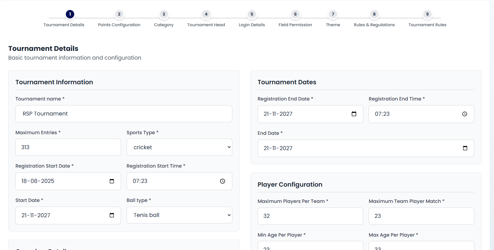 Tournament Creation